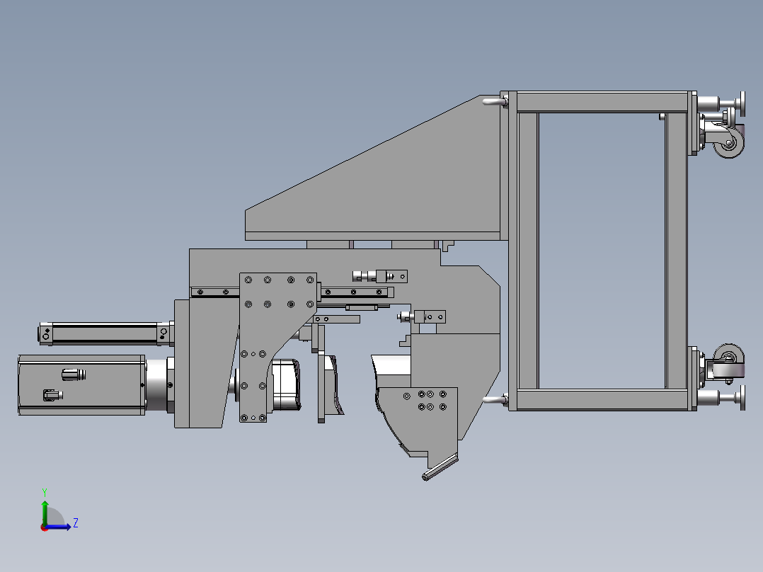 冲孔设备，冲圆弧成型左视图
