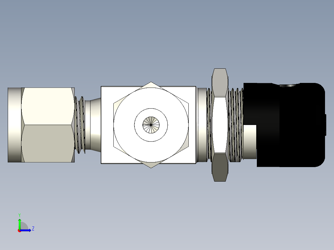 不锈钢单件40G系列角阀，0.35 Cv，1-4英寸。世伟洛克卡套管接头左视图