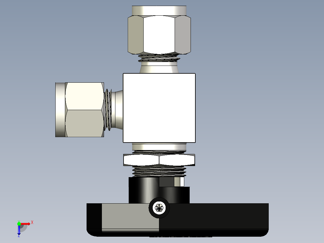 不锈钢单件40G系列角阀，0.35 Cv，1-4英寸。世伟洛克卡套管接头俯视图