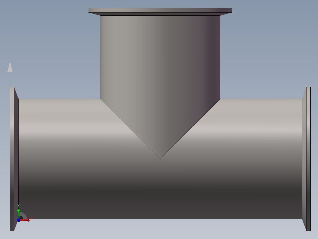 3寸卡箍式等径三通前视图