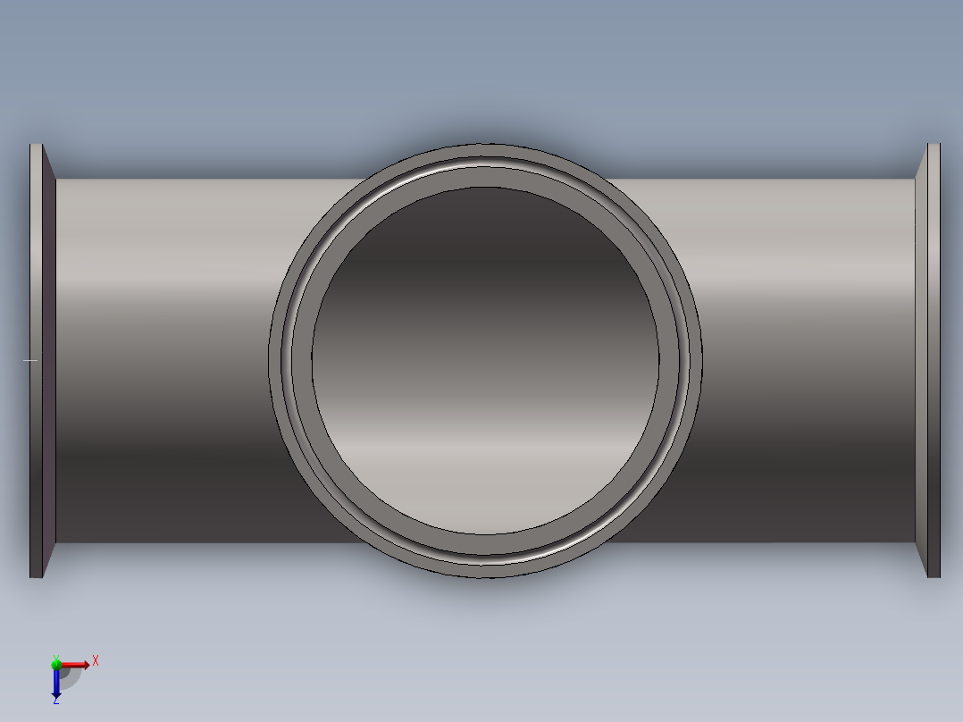 3寸卡箍式等径三通俯视图