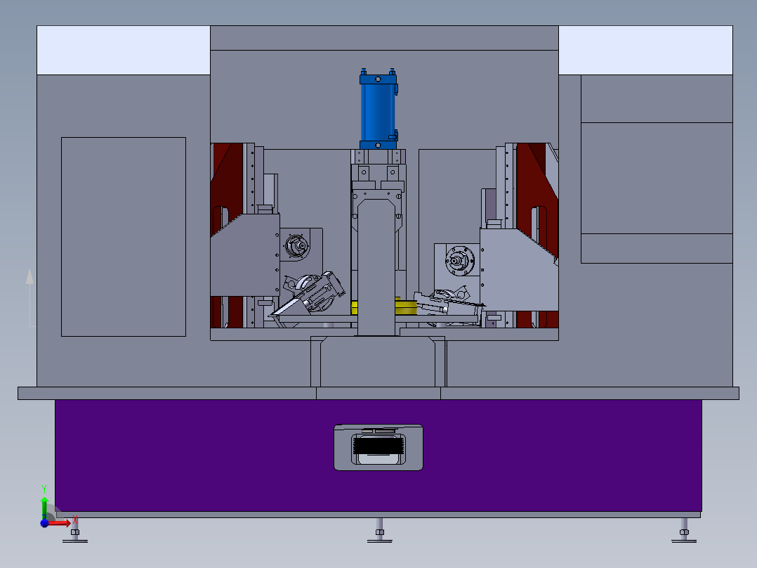 数控机床、数控精密研磨机床3D模型 Solidworks设计前视图