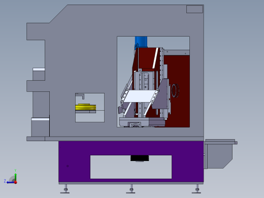 数控机床、数控精密研磨机床3D模型 Solidworks设计右视缩略图