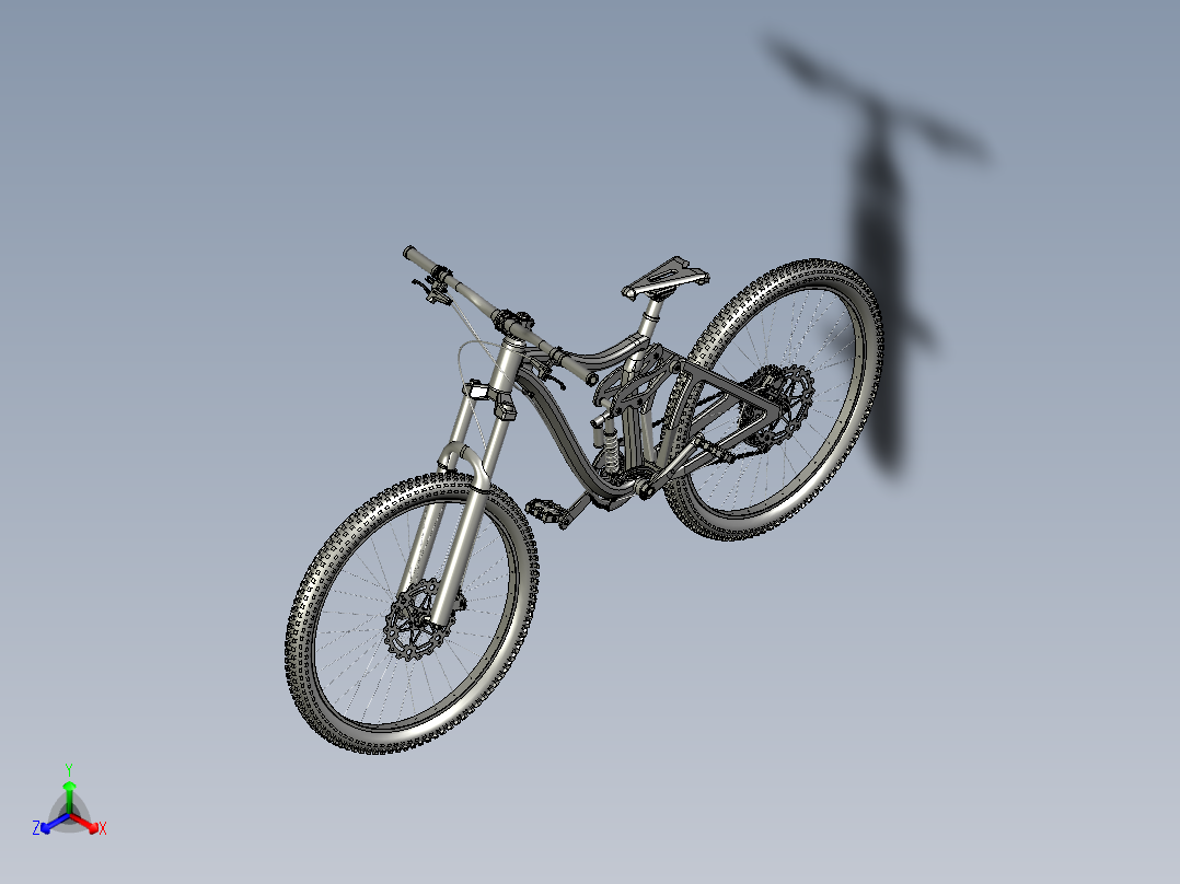 土坡自行车双肩气压减震铝合金油刹学生速降越野车正等轴测图