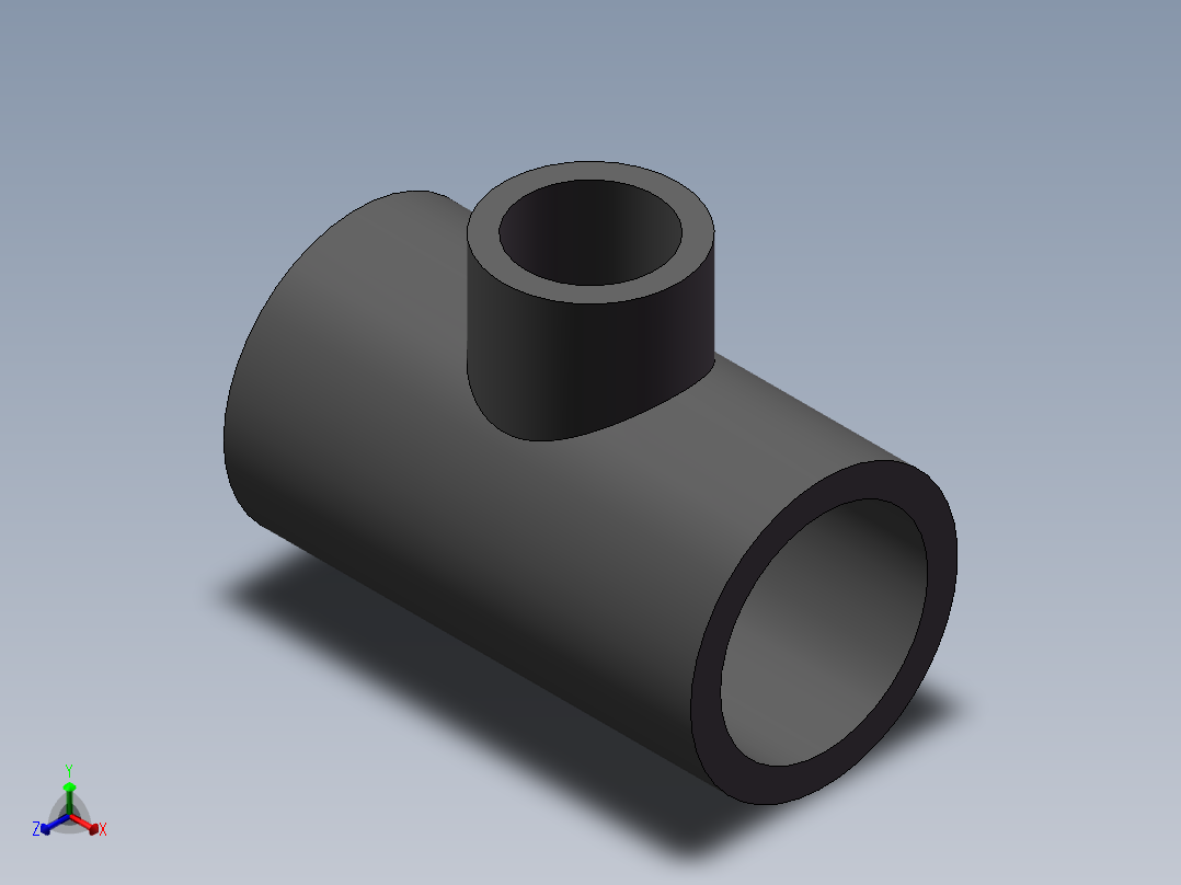 异径三通(Reducer Tee)正等轴测图