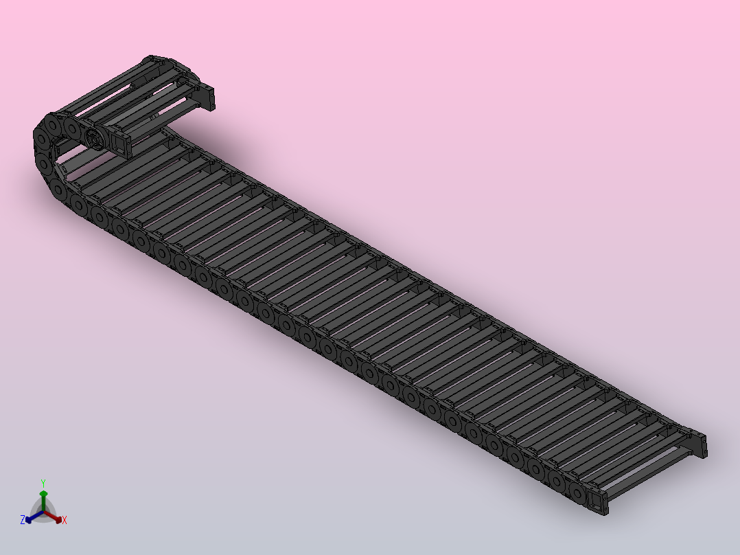 内高35弯曲半径100两侧打开型DA桥式拖链DMD35BDA-35-300-100R-30主视图