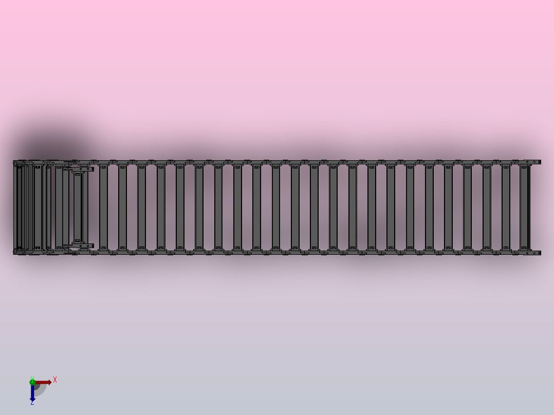 内高35弯曲半径100两侧打开型DA桥式拖链DMD35BDA-35-300-100R-30俯视图