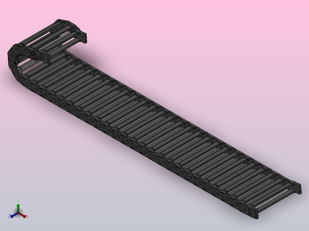 内高35弯曲半径100两侧打开型DA桥式拖链DMD35BDA-35-300-100R-30正等轴测图