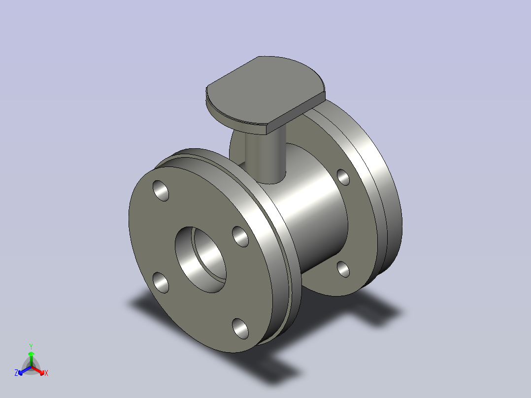法兰蝶阀DN50阀体正等轴测图