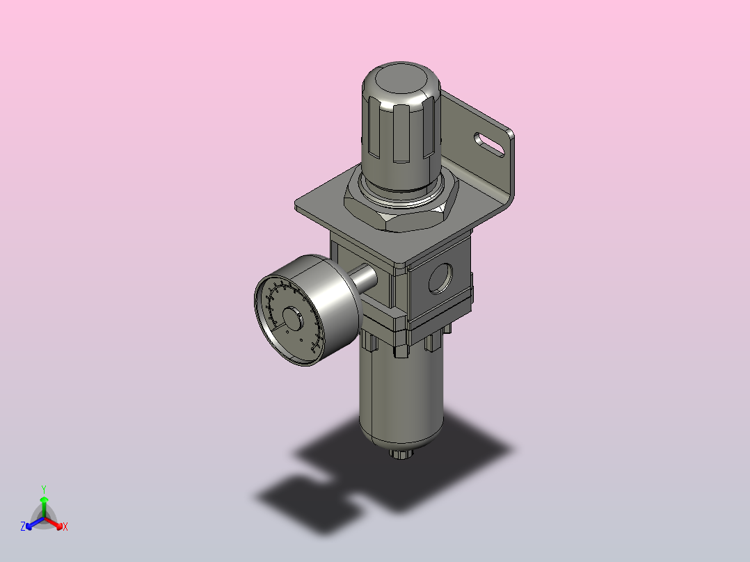 气源处理元件HAW1000-5000过滤器带调压阀[HAW2000-02(D)]正等轴测图