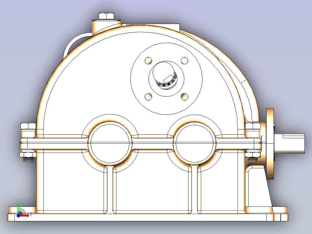 多级齿轮减速箱3D模型前视图