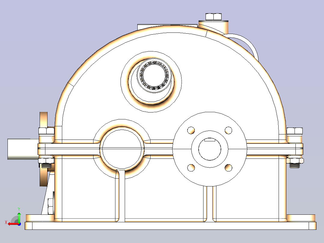 多级齿轮减速箱3D模型后视图