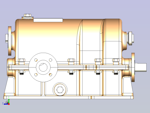 多级齿轮减速箱3D模型右视缩略图
