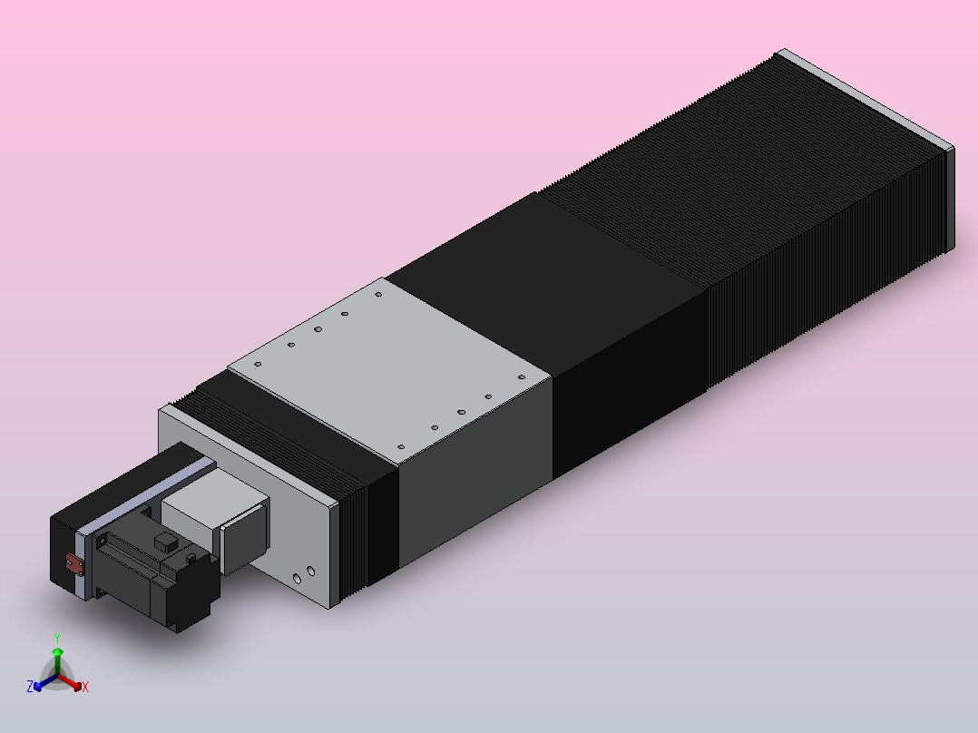 直线模组DMBF220-RBCR（电机右后折）[DMBF220-L45S500-DT750-A2U-RBCR]正等轴测图
