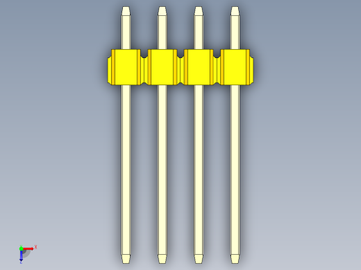 彩色公头100mil（2.54mm）系列-DS1021_yellow_1x04p_100mil_Type5_rev1.0俯视缩略图
