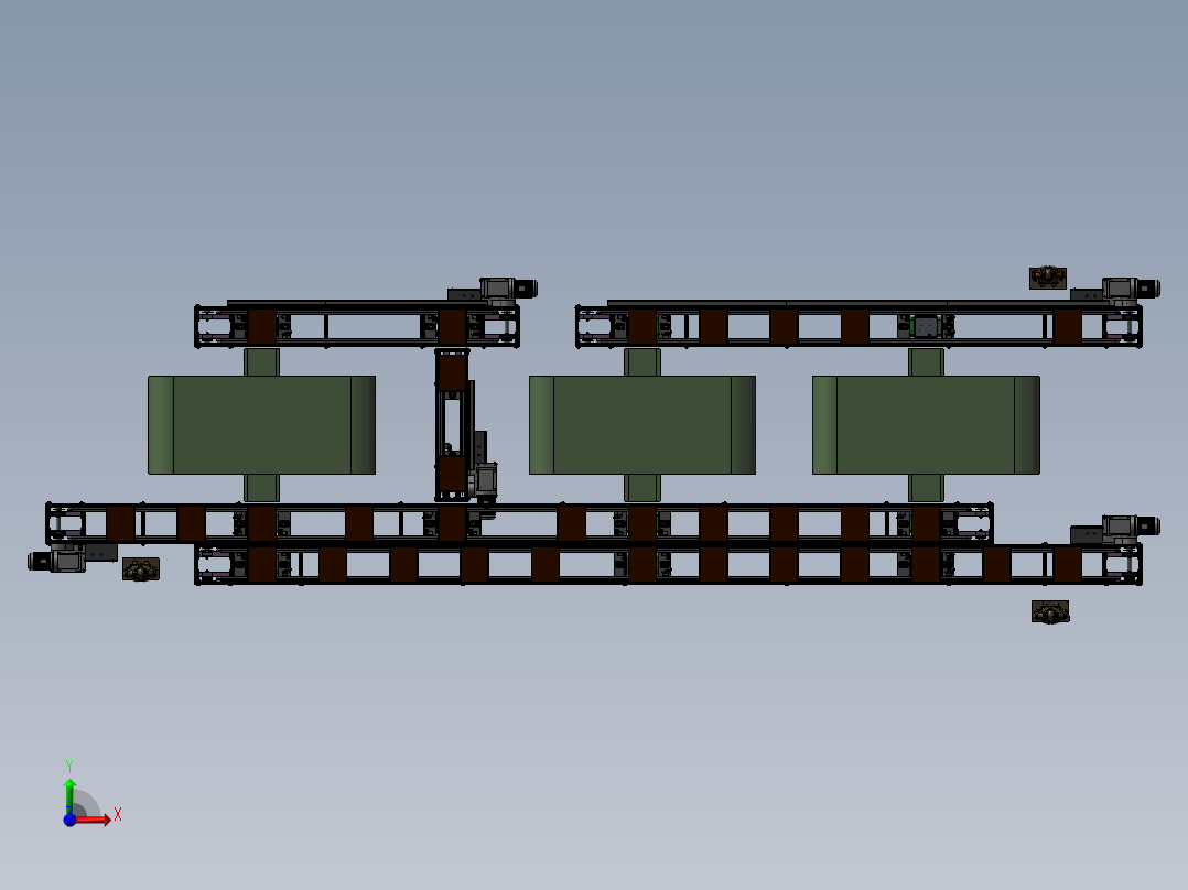 顶升平移自动上下料倍速循环线3D图纸前视图