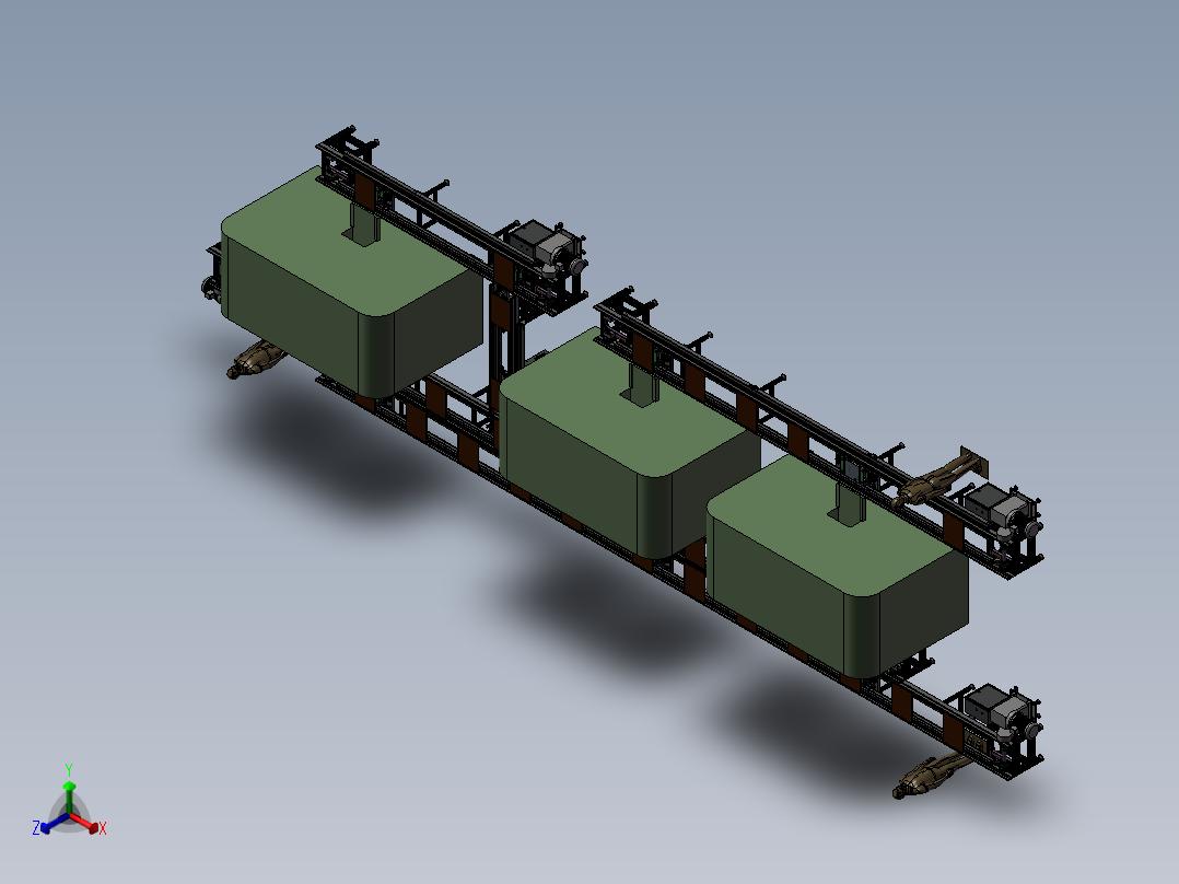 顶升平移自动上下料倍速循环线3D图纸正等轴测图
