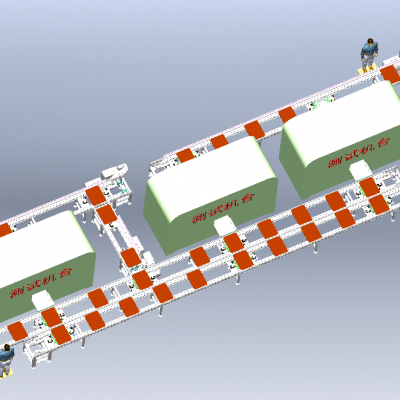 顶升平移自动上下料倍速循环线3D图纸