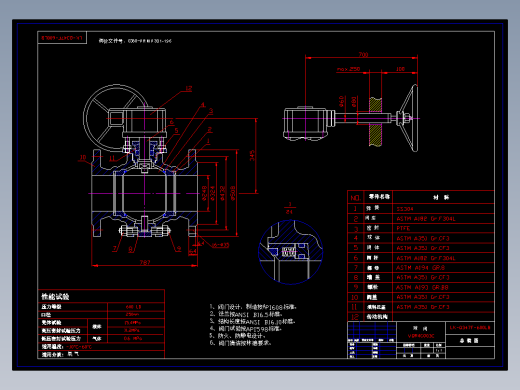 Q347F-600LB固定球阀装配图缩略图