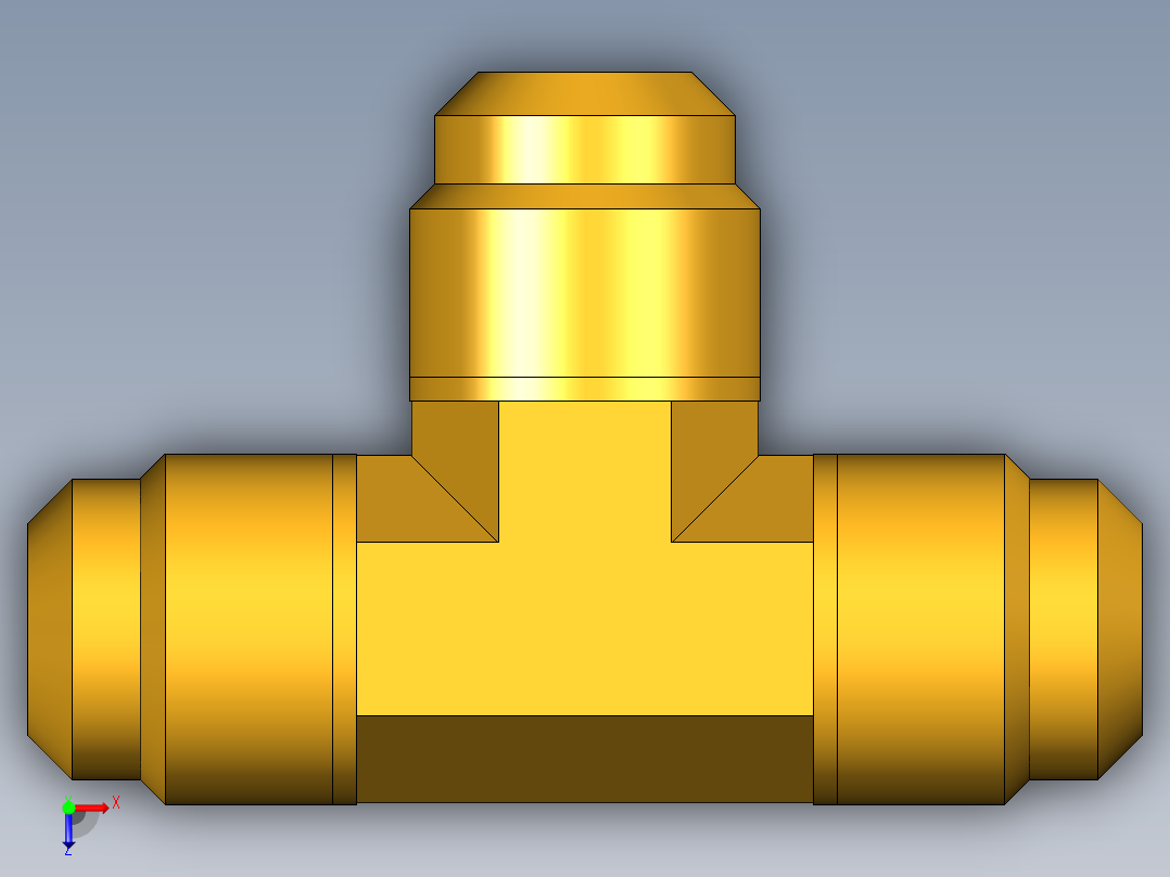 扩口式工业通用硬管接头Union Tee 144F-10俯视图