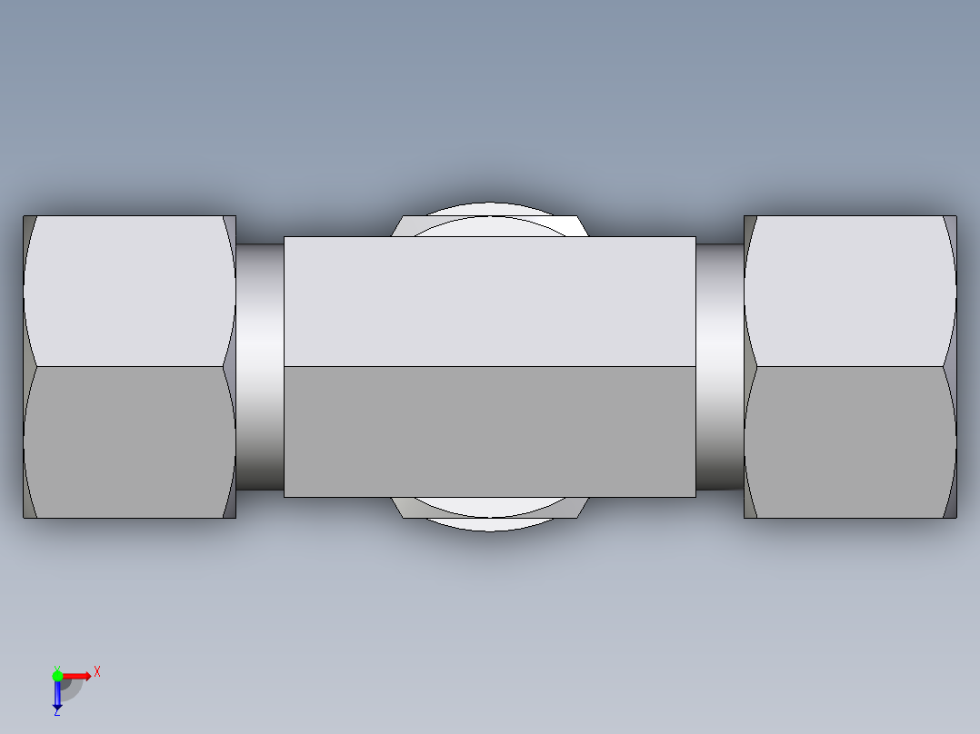 卡套式工业通用硬管接头EO_Adjustable_locknut_branch_tee_TEE12LRCF俯视图
