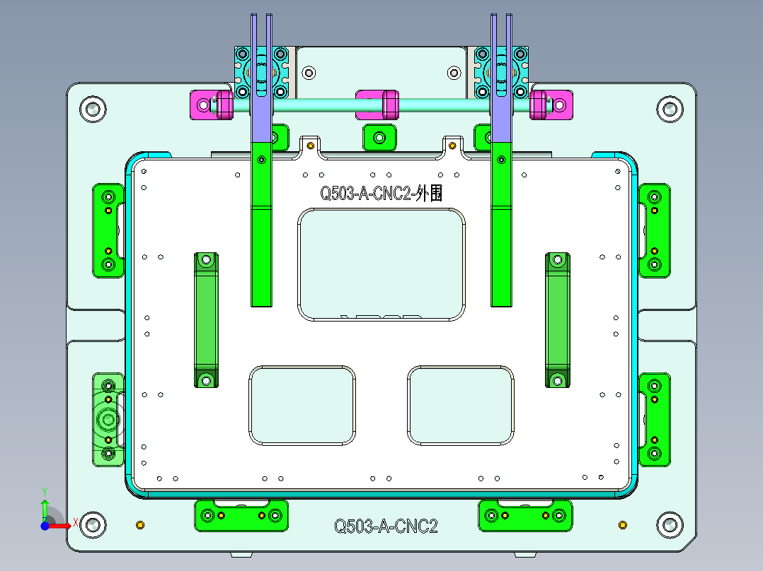 Q503-A笔记本CNC工装夹具三维模型-CNC2-2015-9-6前视图