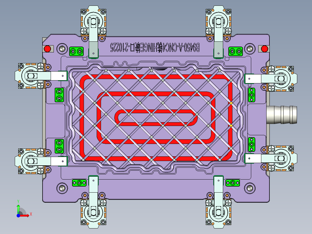 B9450-A-笔记本CNC工装夹具三维模型CNC1内腔开粗-210305前视图