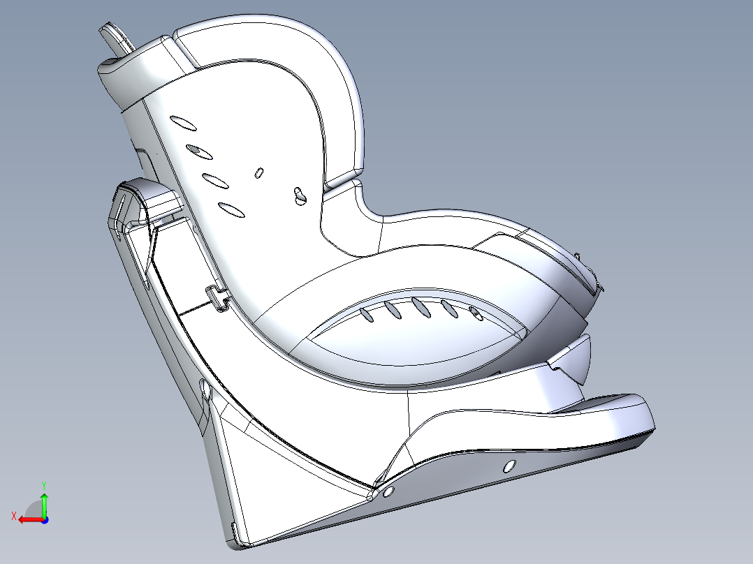 婴幼儿安全座椅三维建模图纸后视图
