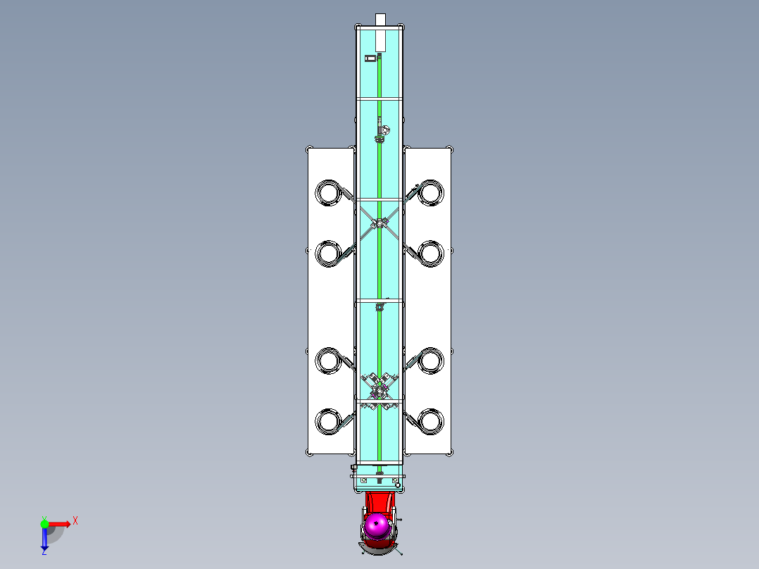 四极碳刷自动组装机俯视图