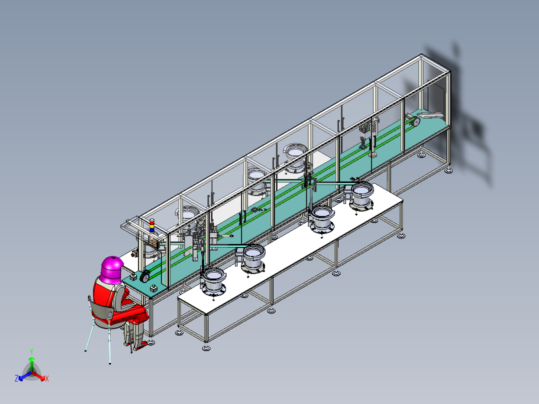 四极碳刷自动组装机正等轴测图