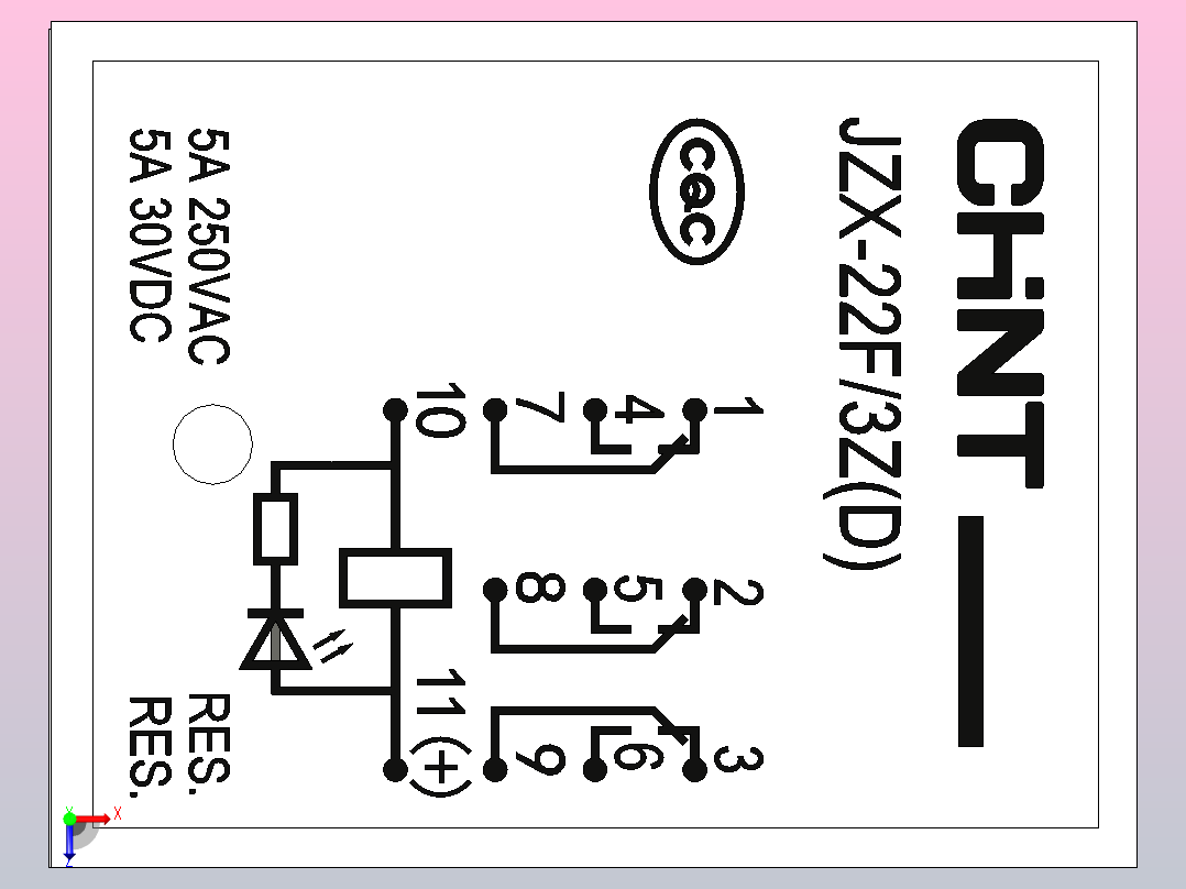 JZX-22F_3Z1小型电磁继电器三维模型202203俯视图