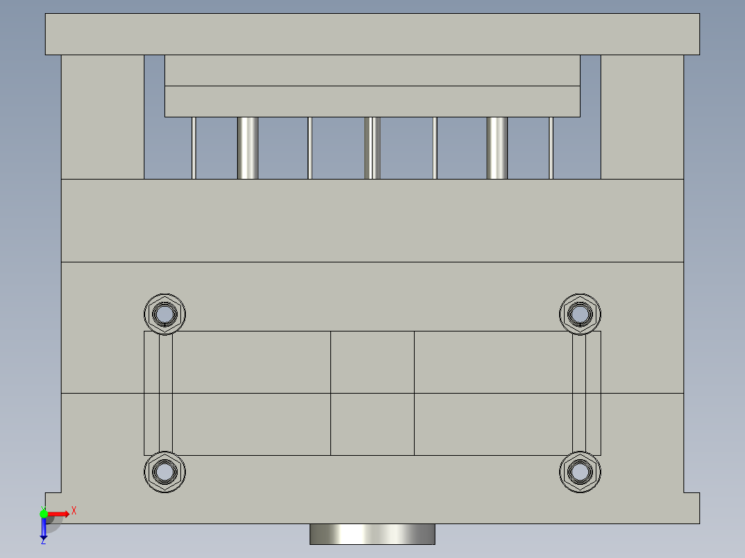 注射器塞杆注塑模俯视图