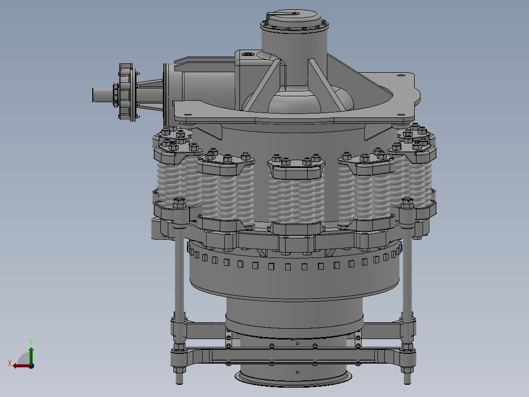 矿山用圆锥式破碎机设计【三维SW模型+CAD图纸+说明书】后视图