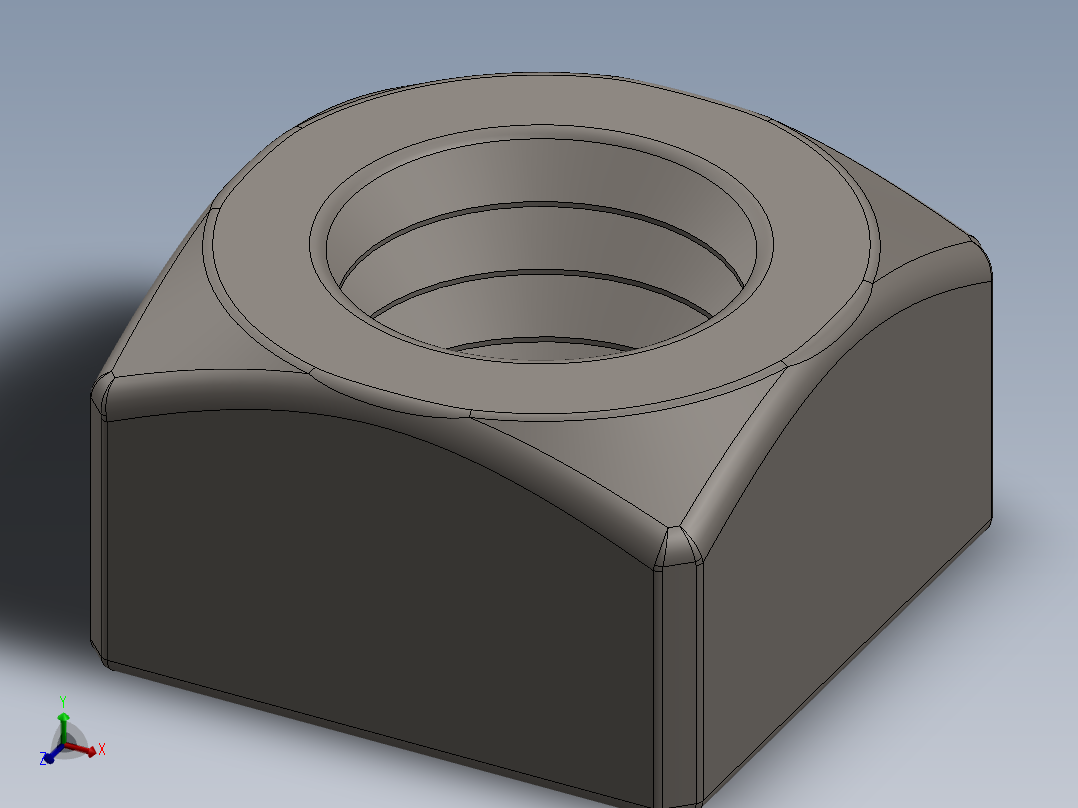 紧固件-Raw Steel SqNut 0.7500主视图