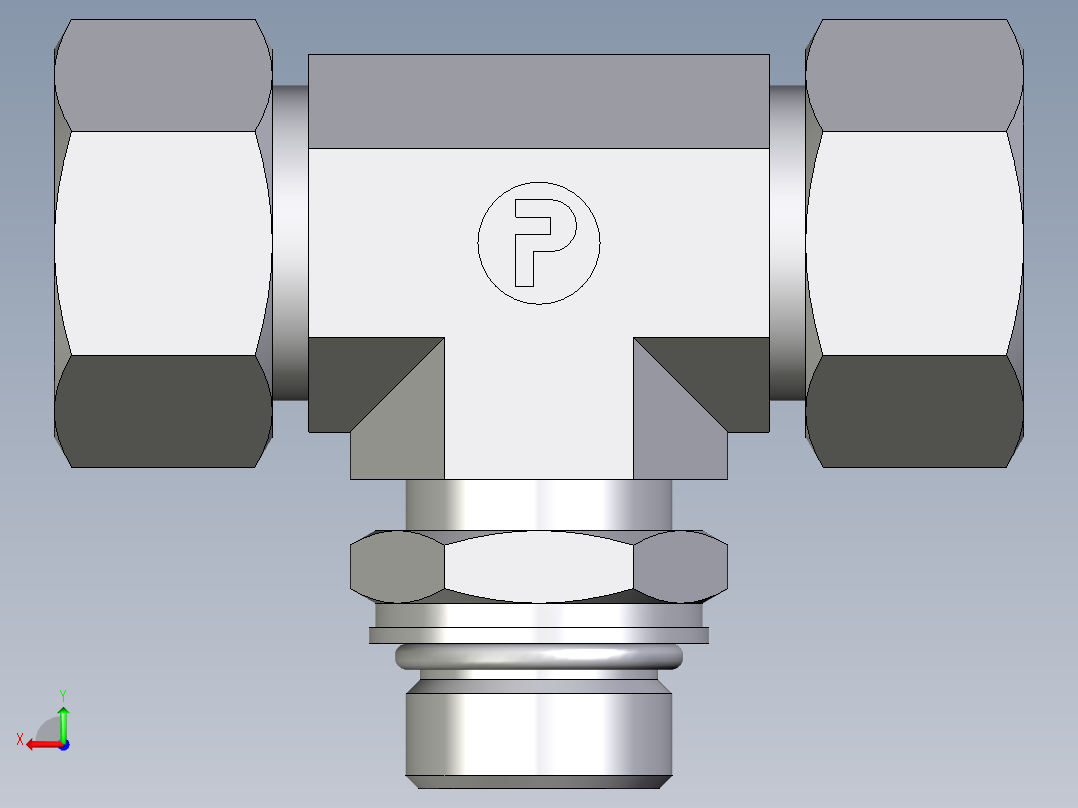 卡套式工业通用硬管接头EO_Adjustable_locknut_branch_tee_TEE18LMORCF后视图