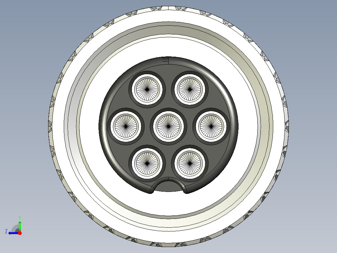 GX12 航空连接器 2、3、4、5、6 和 7 针右视图