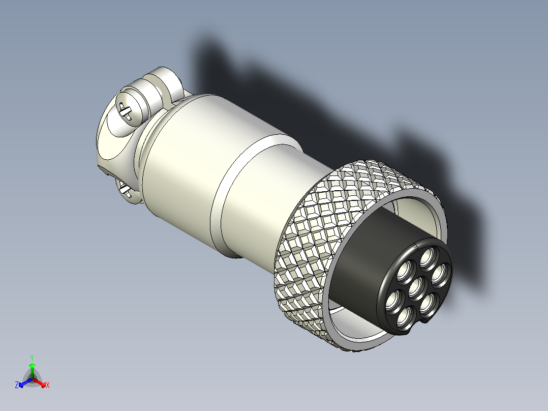GX12 航空连接器 2、3、4、5、6 和 7 针正等轴测图