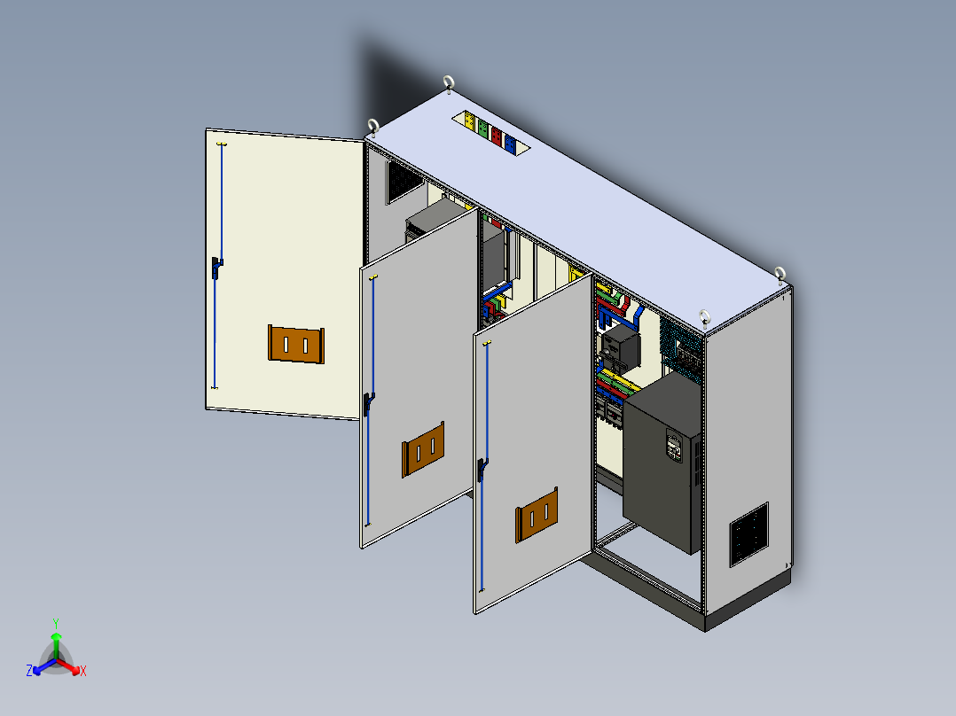 三柜组装变频器控制柜三维模型