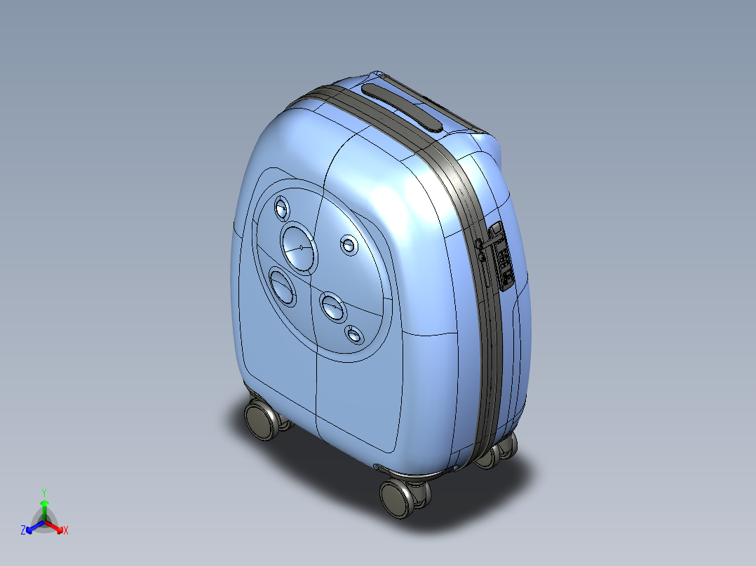 月球系列儿童拉杆箱正等轴测图