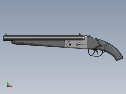 手枪左轮冲锋枪老式狙击步枪设计3D图纸shotgun-mad-max SW STP前视缩略图