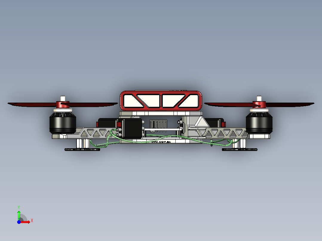 CGPdesign四轴无人机模型3D图纸前视图