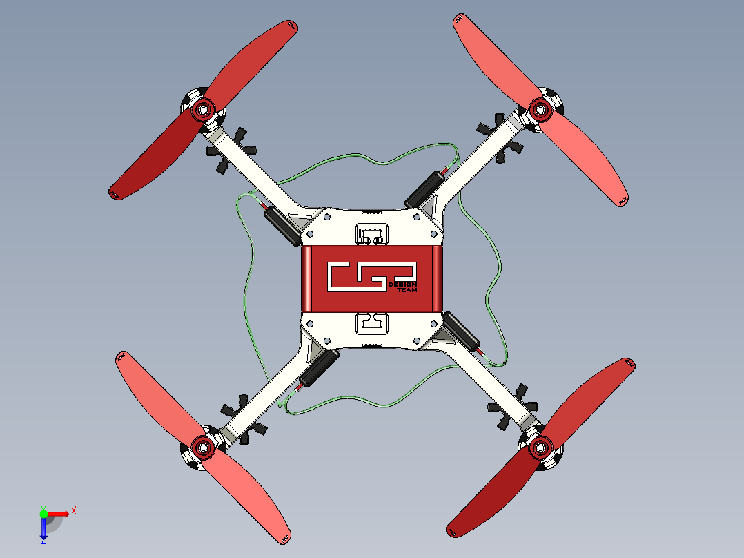 CGPdesign四轴无人机模型3D图纸俯视图
