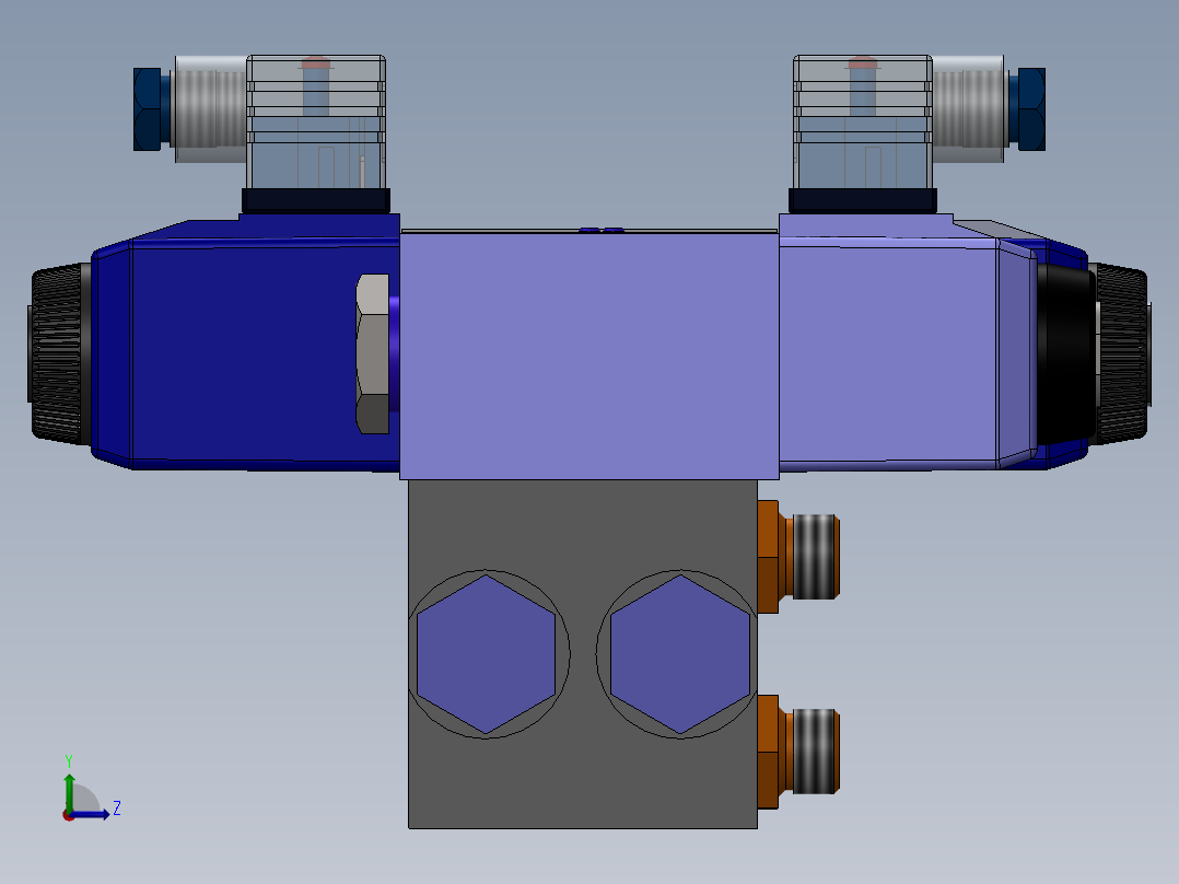 液压块（DGM-3-4E-12-R）（4站）配备4个伊顿（EATON）电磁驱动单向阀（单级）左视图