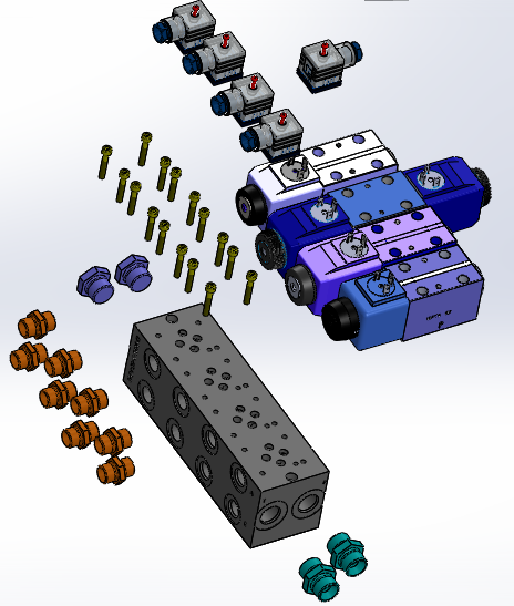 液压块（DGM-3-4E-12-R）（4站）配备4个伊顿（EATON）电磁驱动单向阀（单级）
