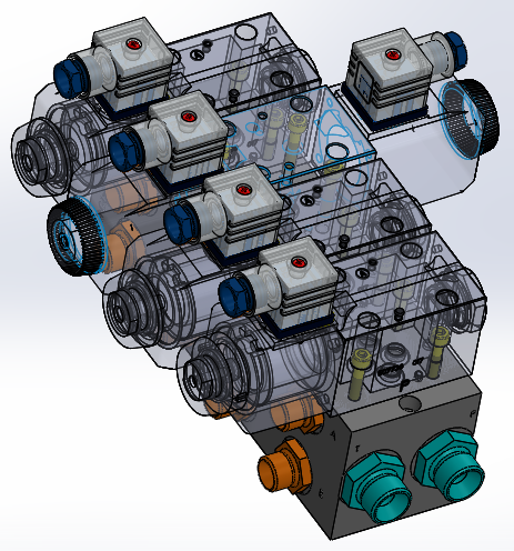 液压块（DGM-3-4E-12-R）（4站）配备4个伊顿（EATON）电磁驱动单向阀（单级）缩略图