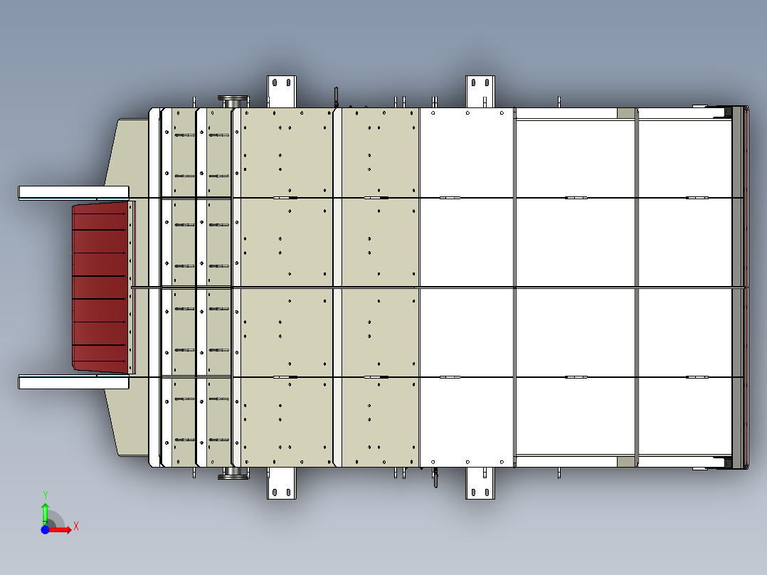 裙板喂料滴漏溜槽前视图