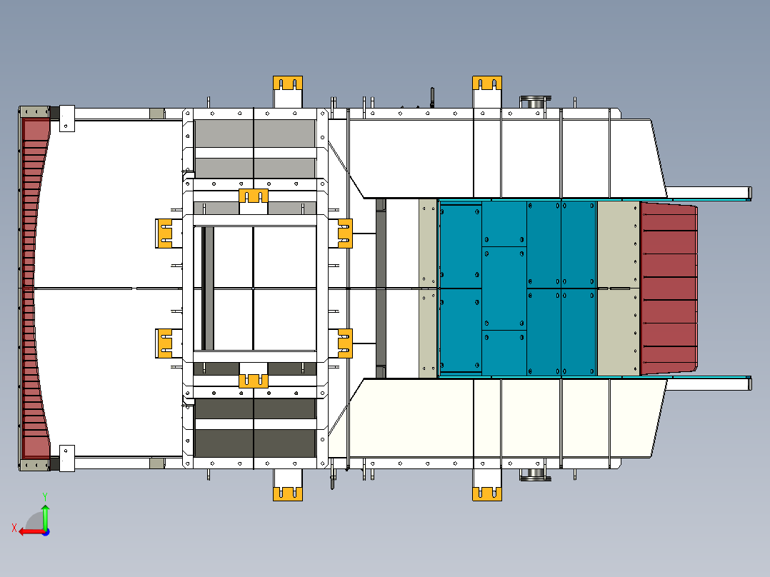 裙板喂料滴漏溜槽后视图