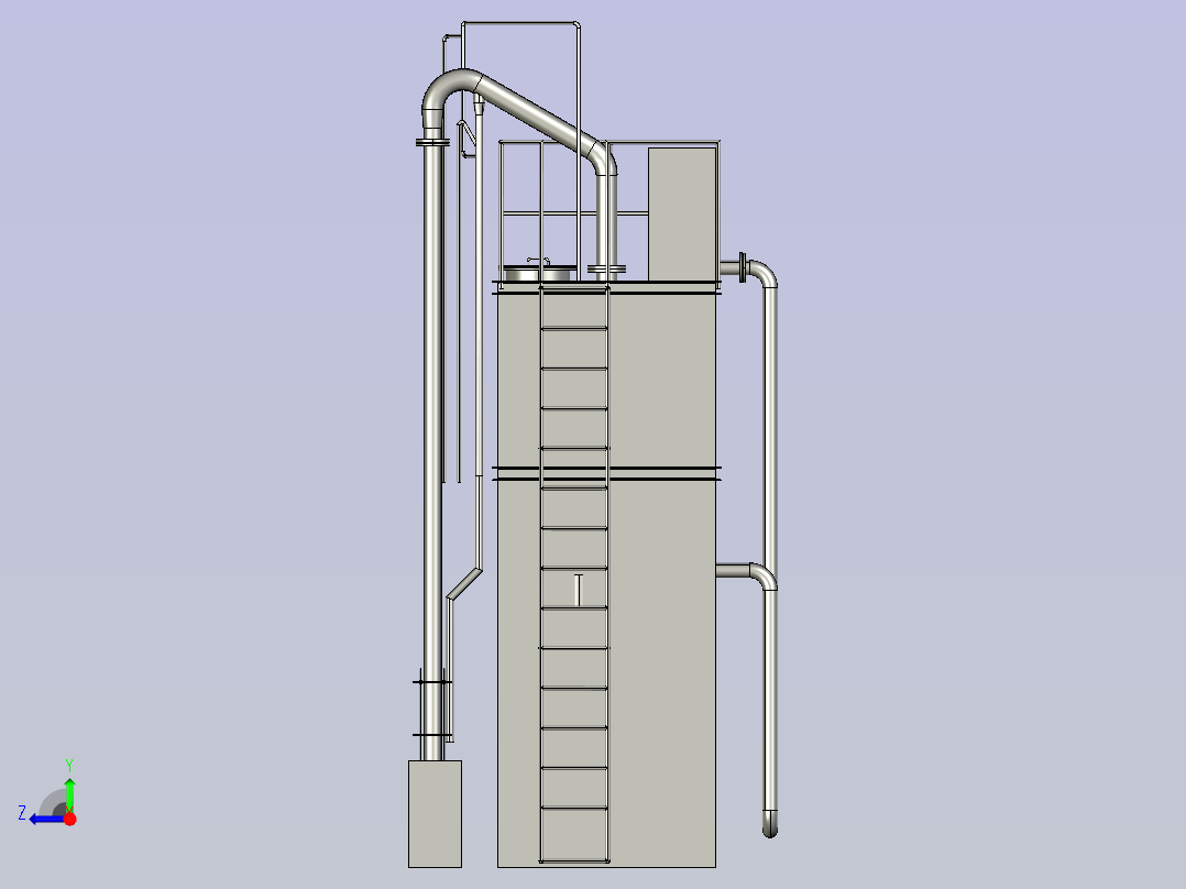 重力式空气擦洗滤池右视图