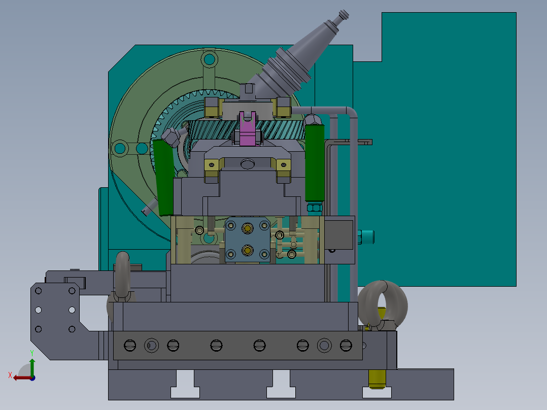 输出主动齿轮液压夹具组立图后视图
