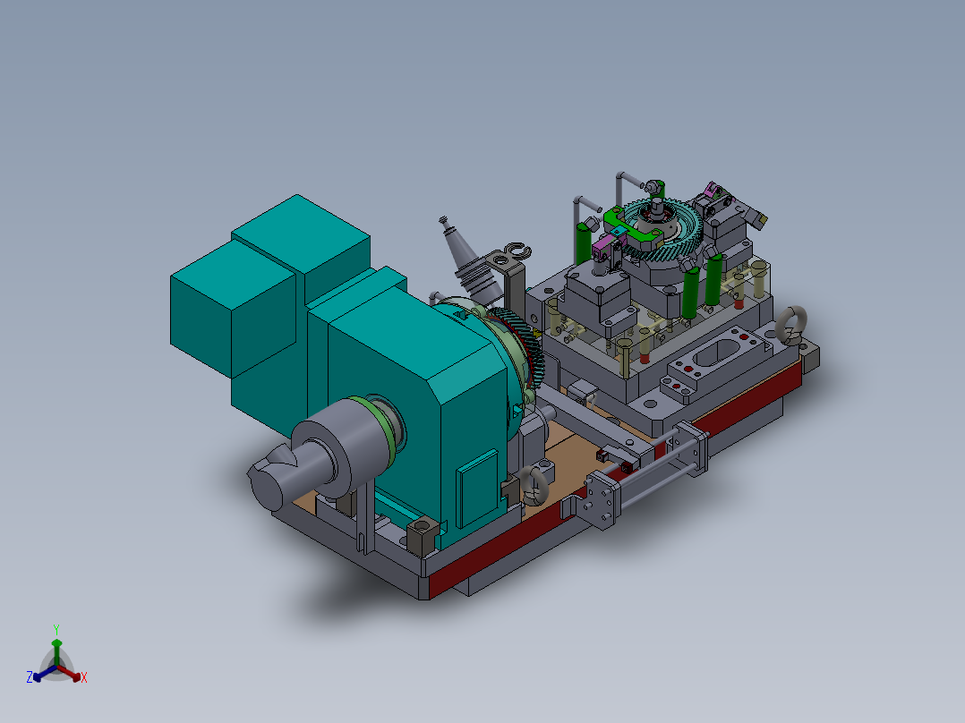 输出主动齿轮液压夹具组立图正等轴测图